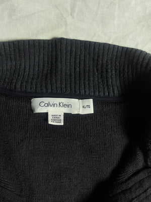 Vintage Calvin Klein Black Sleeve-Logo Quarter-Zip Knit Jumper - Vint Drop