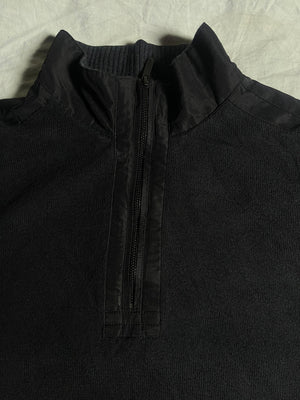 Vintage Calvin Klein Black Sleeve-Logo Quarter-Zip Knit Jumper - Vint Drop