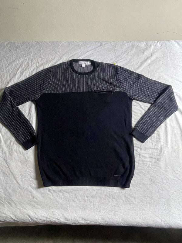 Vintage Calvin Klein Two-Tone Patterned Crewneck Knit Jumper