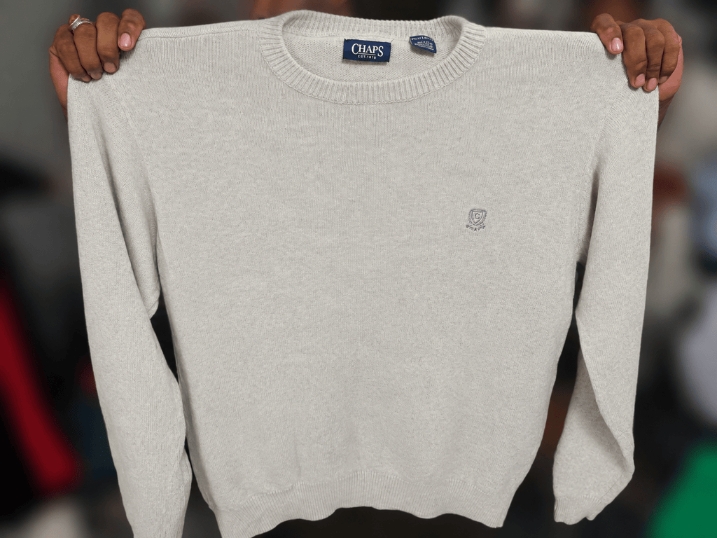 Vintage CHAPS Knit Crewneck Sweater – Light Grey - Vint Drop