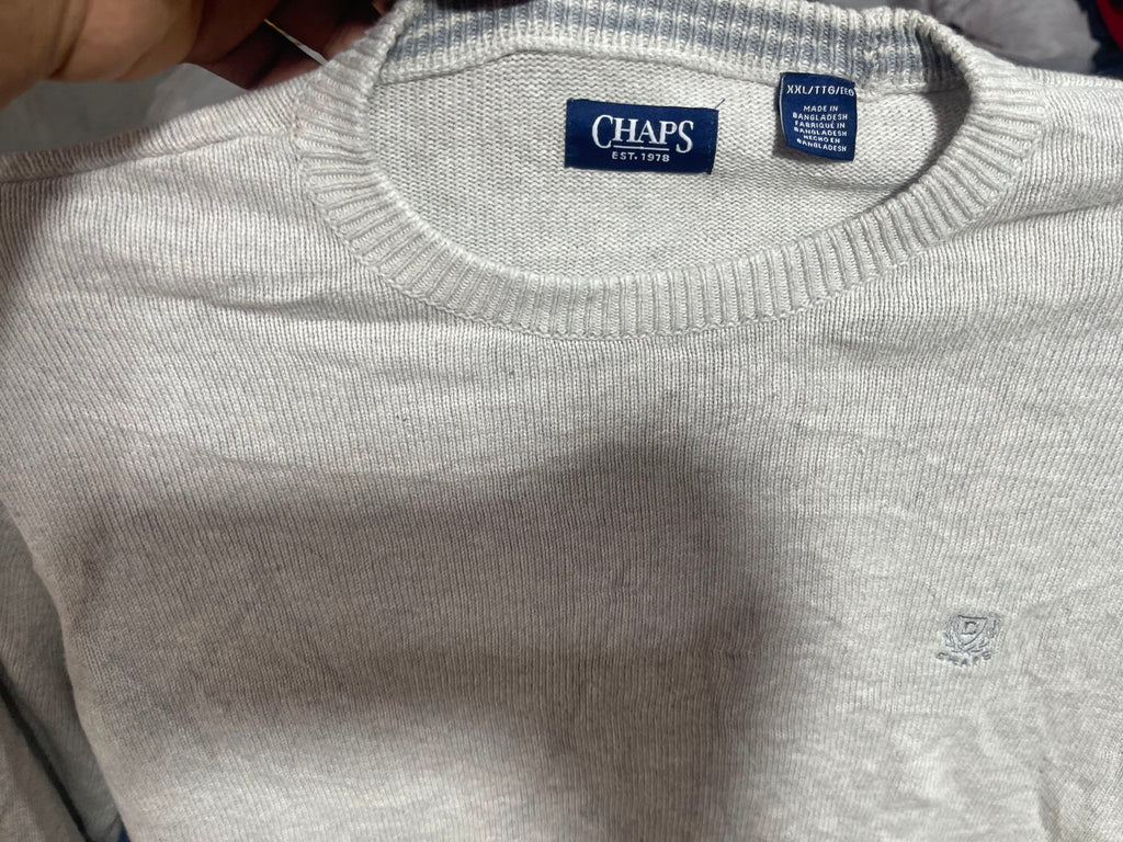 Vintage CHAPS Knit Crewneck Sweater – Light Grey - Vint Drop