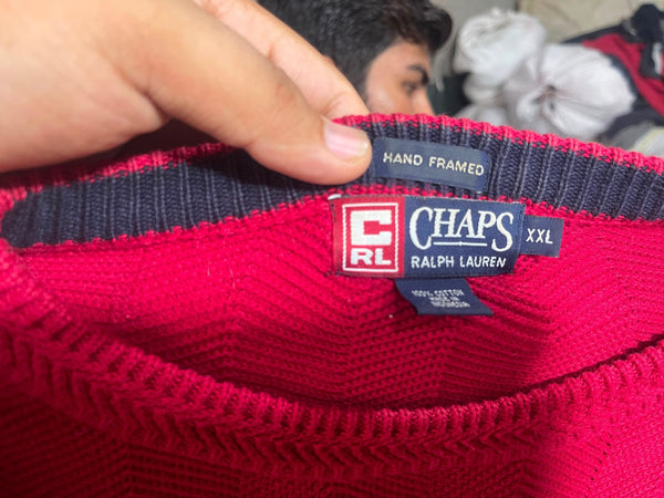 Vintage Chaps Ralph Lauren Knit Sweater Red XXL - Vint Drop