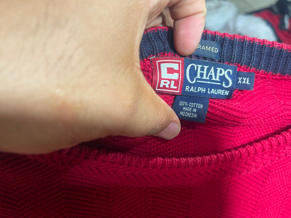 Vintage Chaps Ralph Lauren Knit Sweater Red XXL - Vint Drop