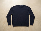 Vintage Chaps Ralph Lauren Navy Blue Heavy Knit Crewneck Sweater (Large) - Vint Drop