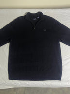 Vintage Chaps Ralph Lauren Quarter-Zip Sweater - Black Textured Knit Jumper (XL) - Vint Drop