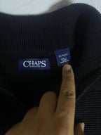 Vintage Chaps Ralph Lauren Quarter-Zip Sweater - Black Textured Knit Jumper (XL) - Vint Drop