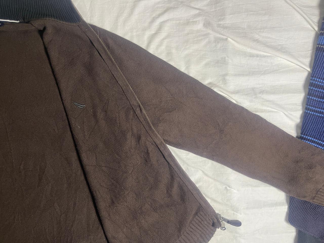 Vintage Nautica Full-Zip Knit Cardigan Sweater - Dark Brown (Size M) - Vint Drop