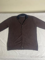 Vintage Nautica Full-Zip Knit Cardigan Sweater - Dark Brown (Size M) - Vint Drop
