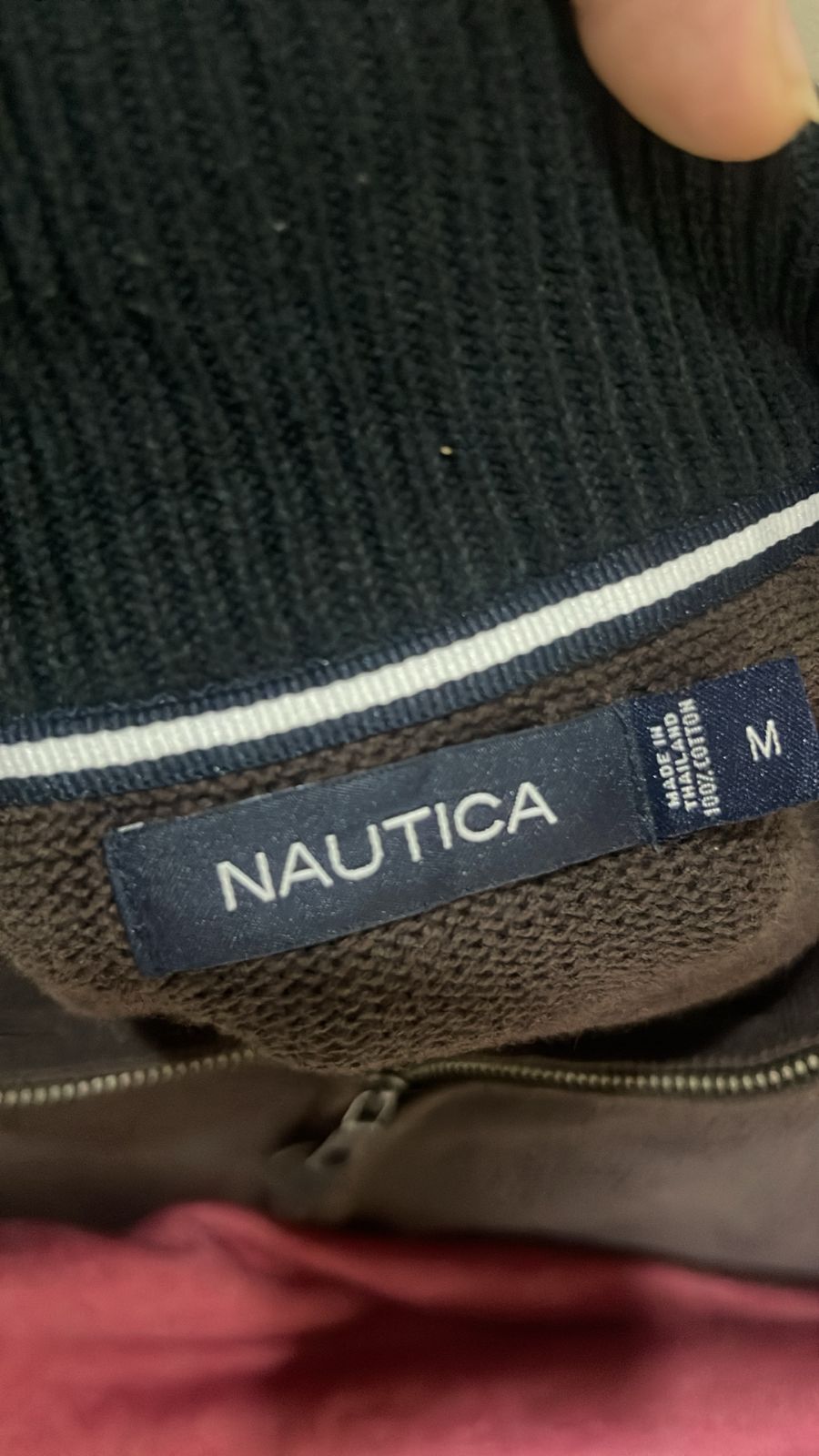 Vintage Nautica Full-Zip Knit Cardigan Sweater - Dark Brown (Size M) - Vint Drop