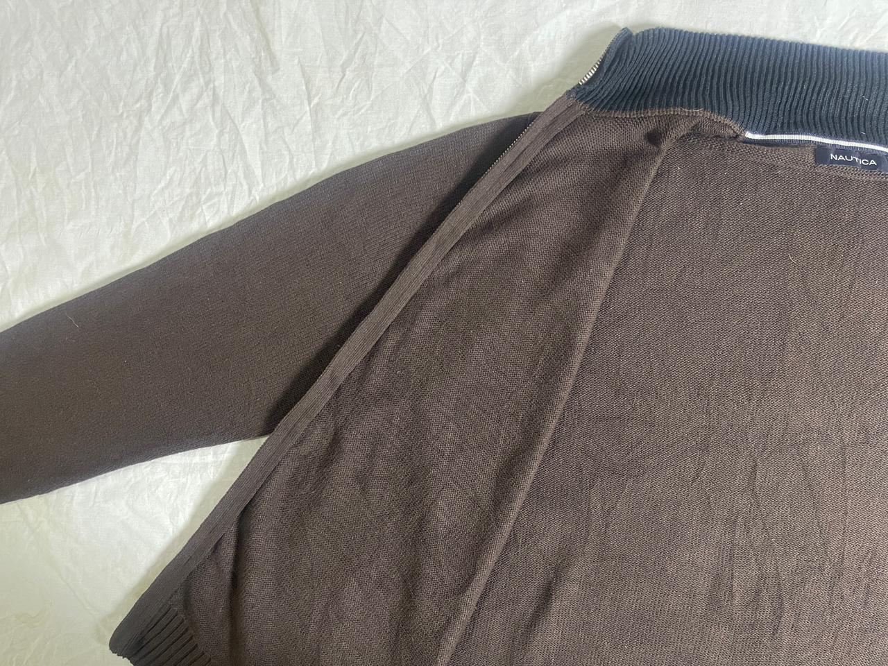 Vintage Nautica Full-Zip Knit Cardigan Sweater - Dark Brown (Size M) - Vint Drop