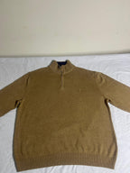 Vintage Nautica Quarter Zip Knit Sweater - Beige / Tan (XL) - Vint Drop