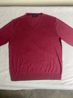 Vintage Nautica V-Neck Knit Jumper - Maroon / Heathered Red (Size XL) - Vint Drop