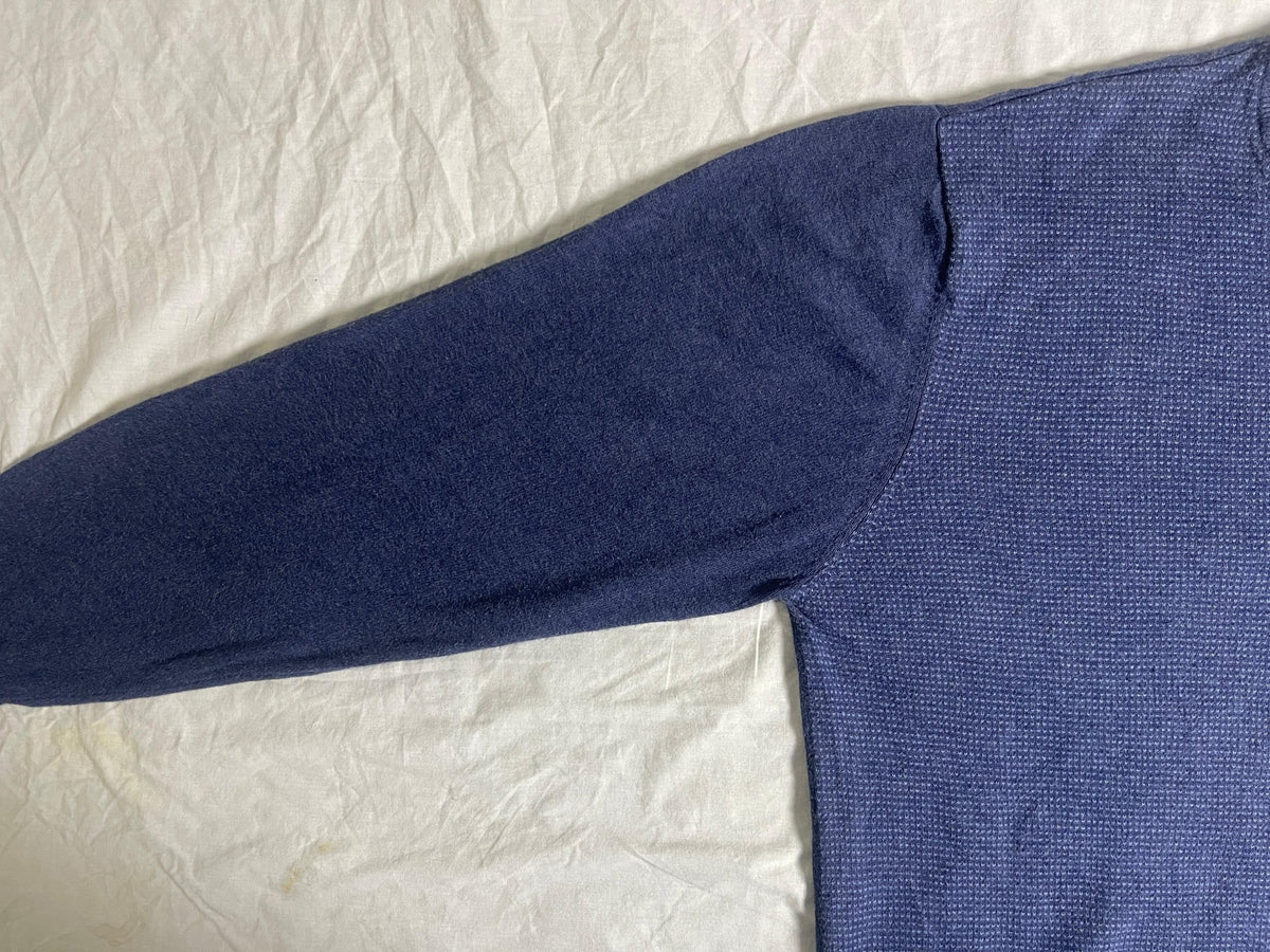 Vintage Nautica V-Neck Knit Jumper - Slate Blue (Size L) - Vint Drop