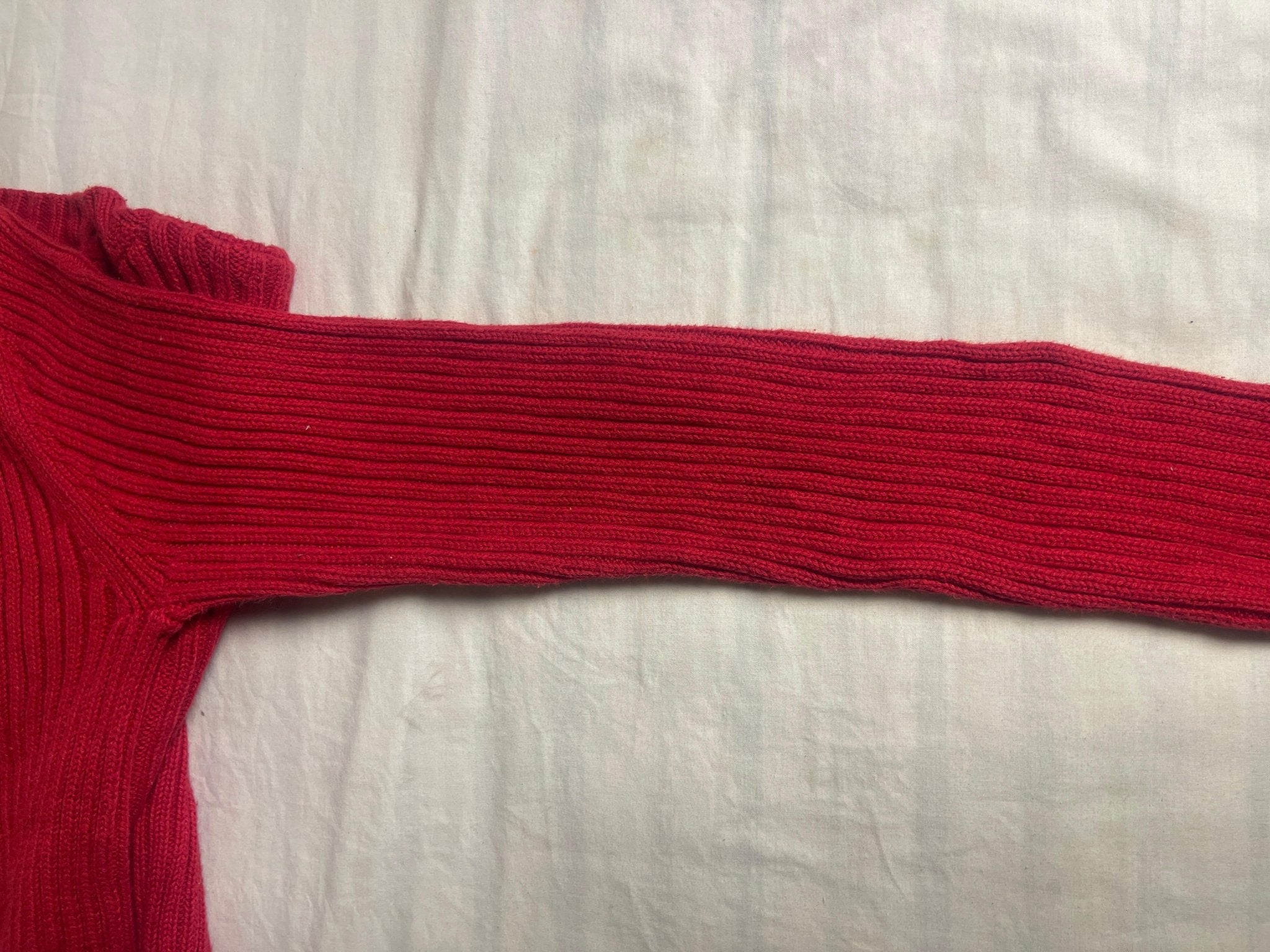 Vintage Polo Jeans Co. Ralph Lauren American Flag Heavy Knit Sweater – Red (Size Small) - Vint Drop