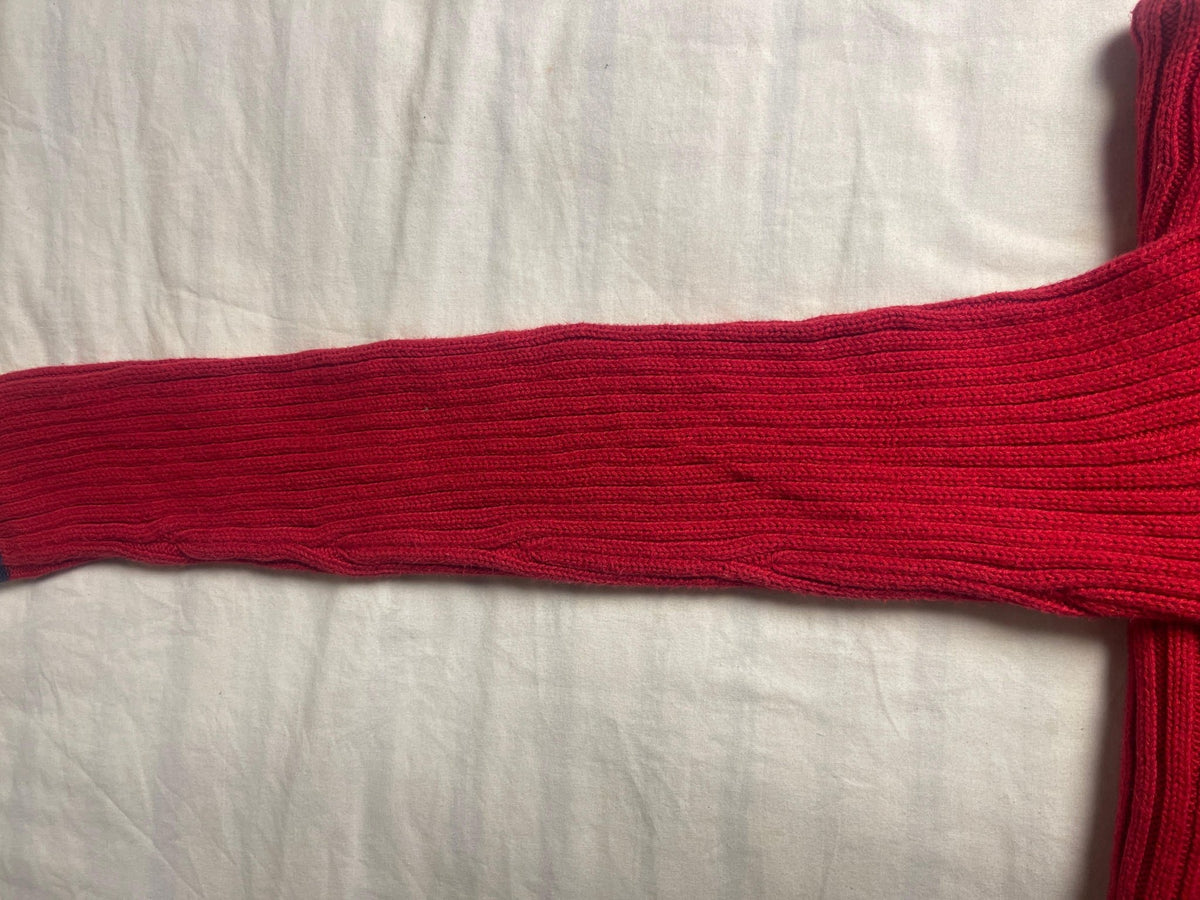 Vintage Polo Jeans Co. Ralph Lauren American Flag Heavy Knit Sweater – Red (Size Small) - Vint Drop