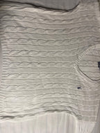 Vintage Polo Ralph Lauren Cable-Knit V-Neck Sweater - White Pima Cotton (XS) - Vint Drop