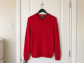 Vintage Polo Ralph Lauren Red Cable-Knit Crewneck Sweater - Size L - Vint Drop
