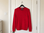 Vintage Polo Ralph Lauren Red Cable-Knit Crewneck Sweater - Size L - Vint Drop